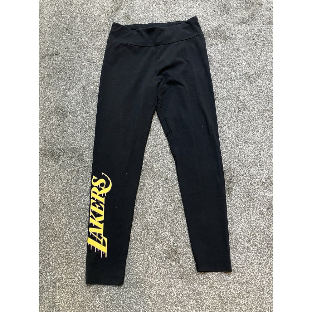 NBA Los Angeles Lakers Sz Medium 8/10 Womens Black Leggings Team Name/Logo Pants